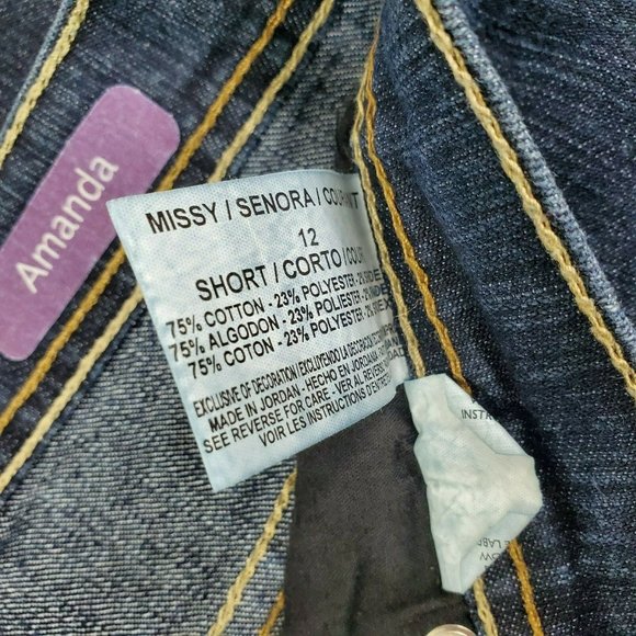 Gloria Vanderbilt Amanda Jeans Women's Size 12 SHORT Dark Stretch Cotton Blend - Picture 5 of 7